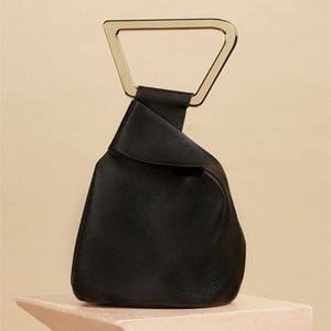 Abstract Leather Bucket Bag